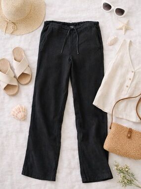 Rawganique 100% Hemp Pants Women’s M Black Elastic Waist Eco Friendly Relaxed